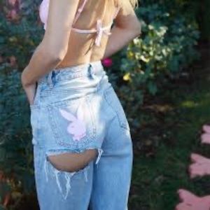 Playboy pink ripped jeans size 24